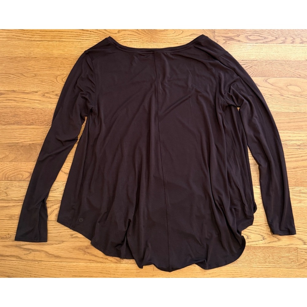 Lululemon Long Sleeve V-Neck Modal Silk Blend Flowy Top Plum Brown Size 8